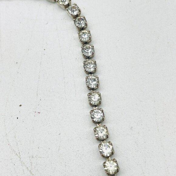 D VERS NY Rhinestone Necklace Graduated Crystal Drop Silver Tone Bridal Evening - Picture 6 of 10
